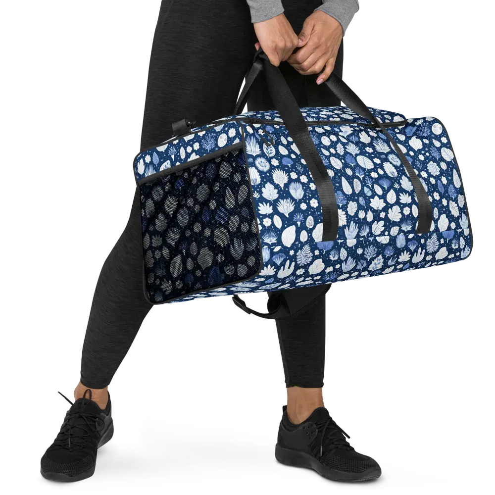 Indigo Herbarium on Duffle Bag — Right Front