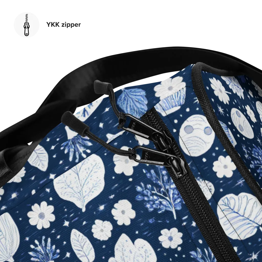 Indigo Herbarium on Duffle Bag — Front print