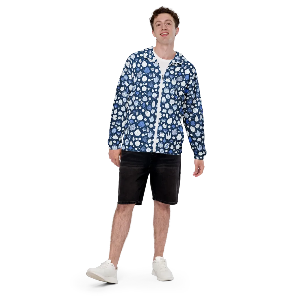 Indigo Herbarium on Men's Windbreaker — Front print