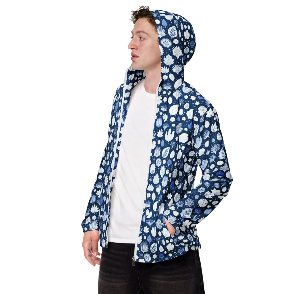 Indigo Herbarium on Men's Windbreaker — Left Front