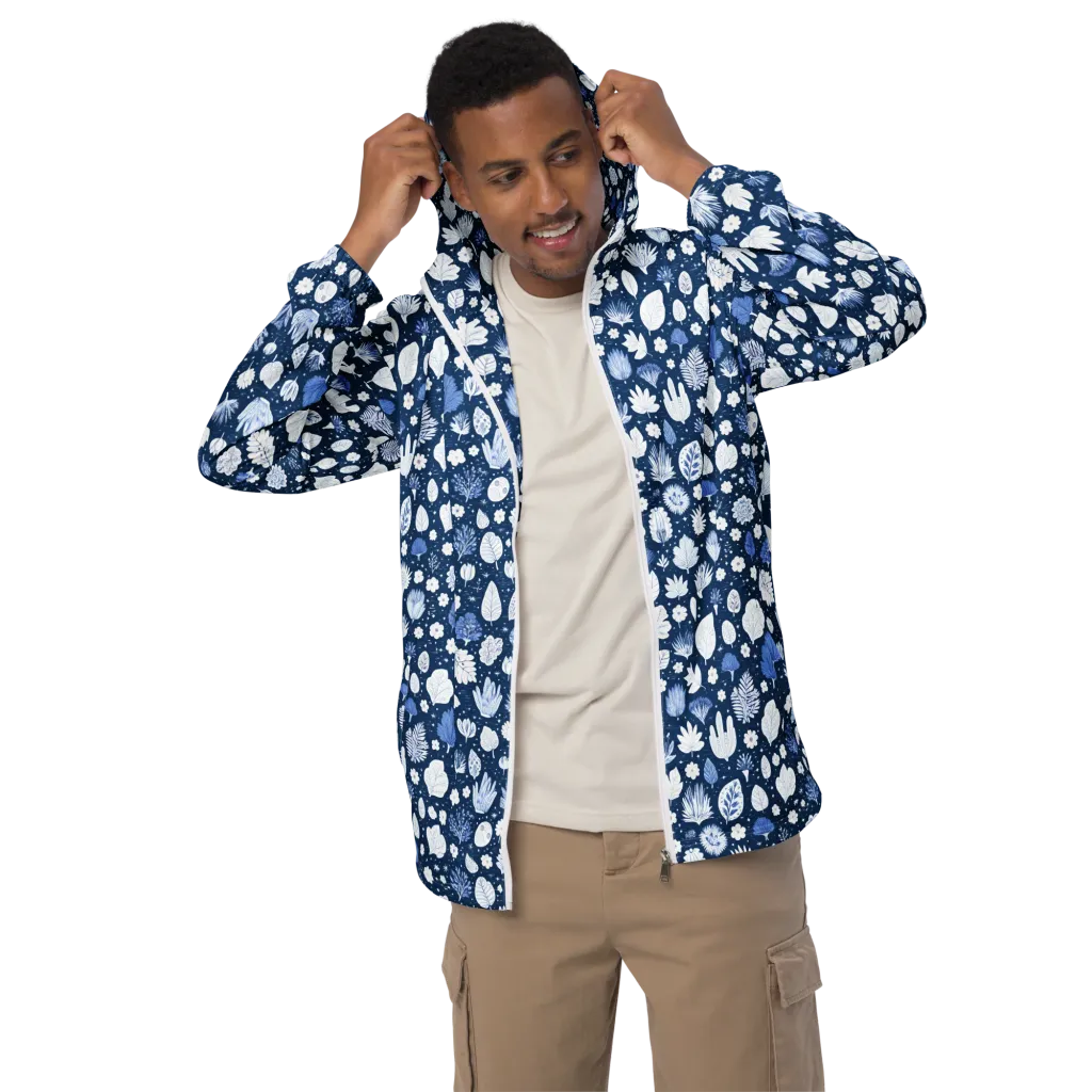 Indigo Herbarium on Men's Windbreaker — Front 2