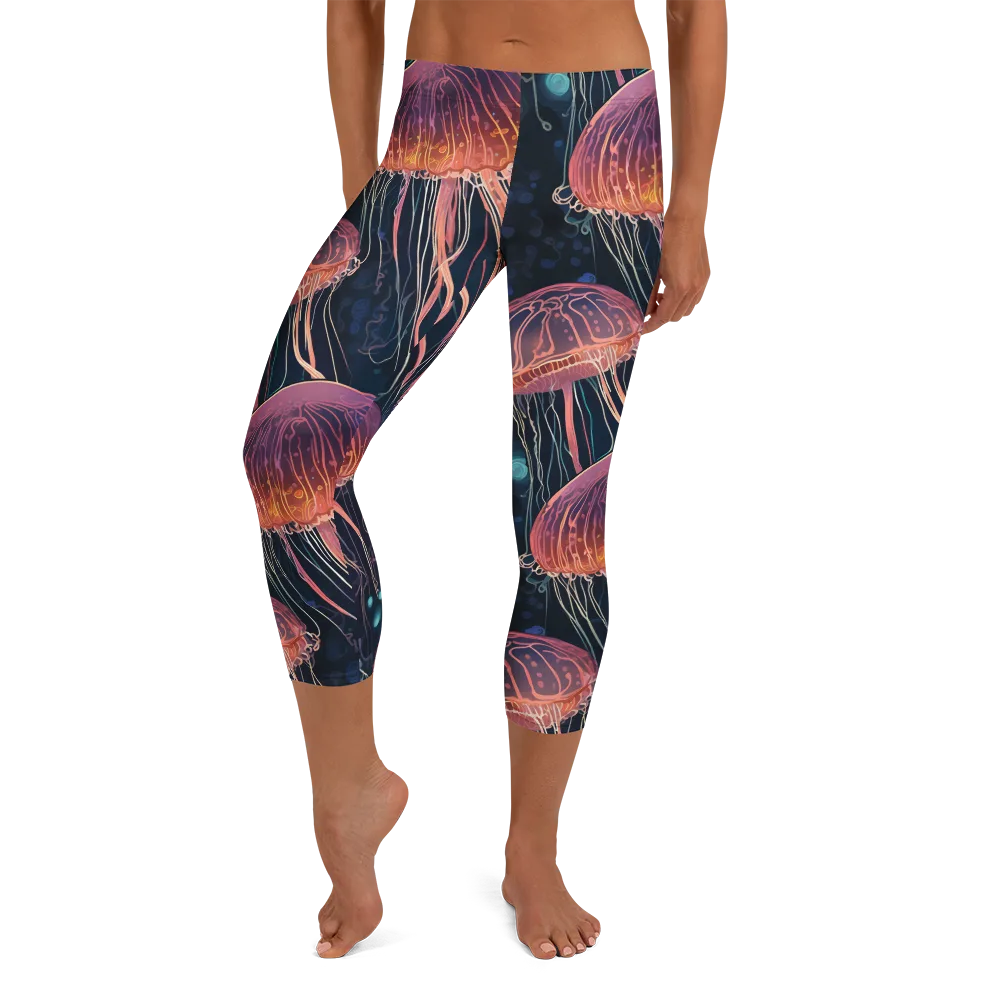 Jellyfish Nocturne on Capri Leggings — Front