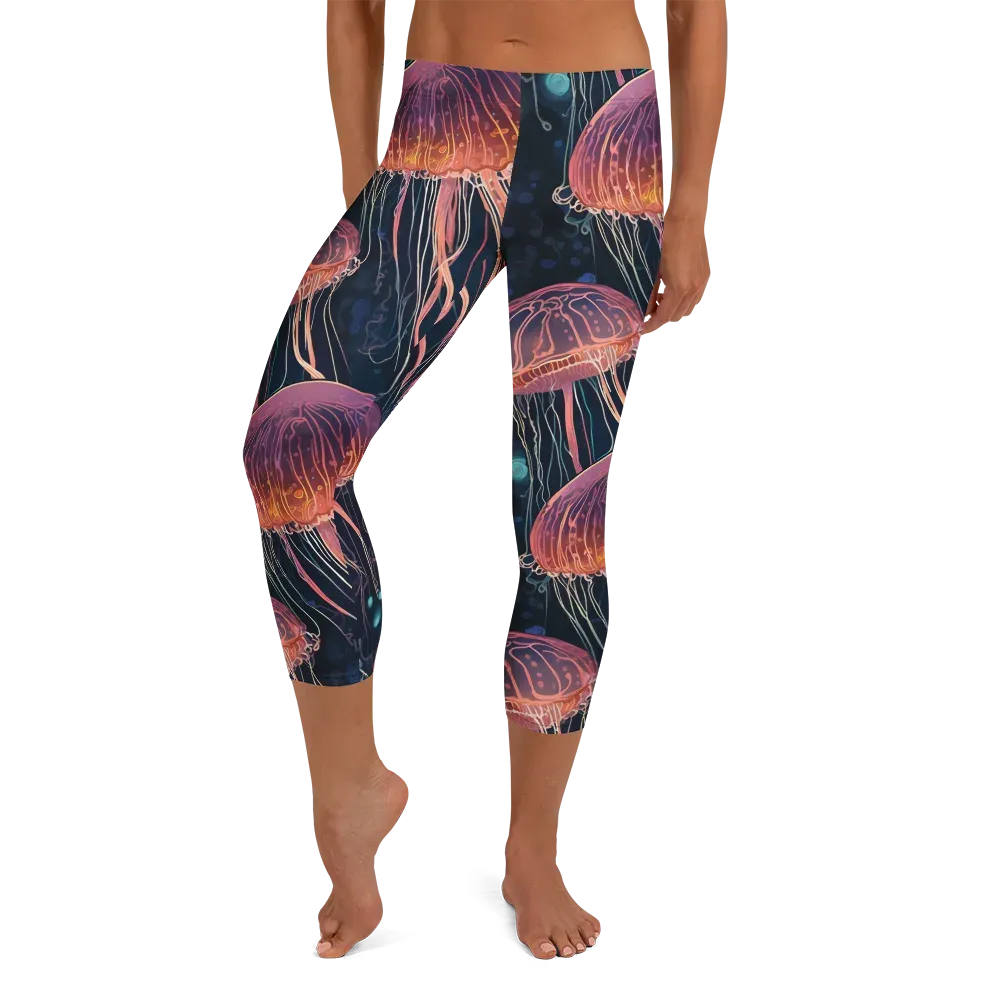 Jellyfish Nocturne on Capri Leggings — Front