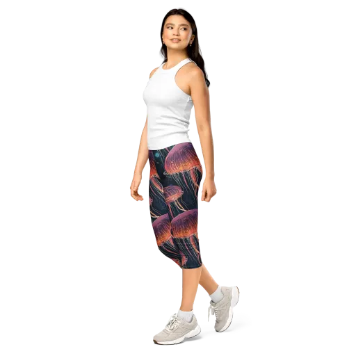 Jellyfish Nocturne on a Capri Leggings