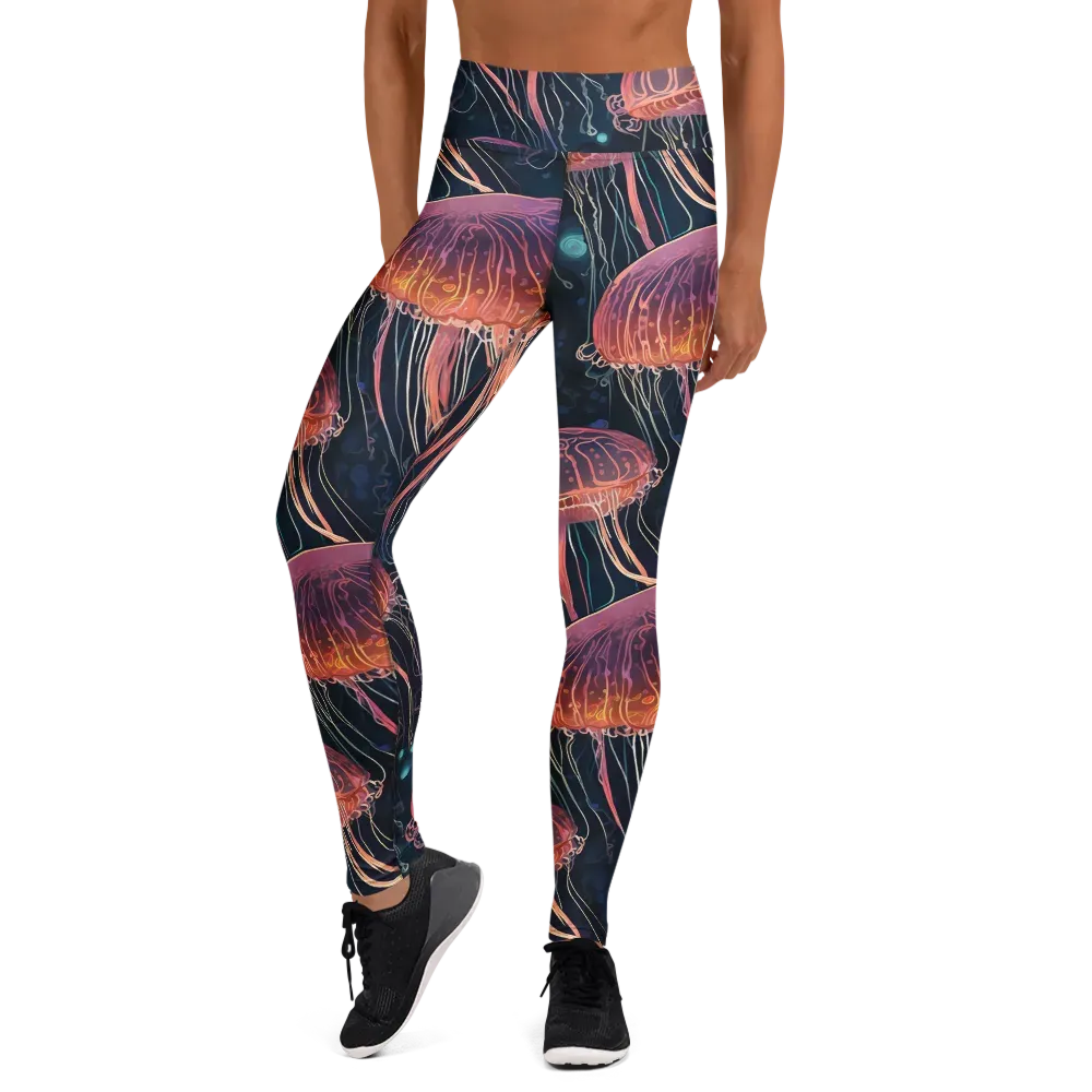 Jellyfish Nocturne on Yoga Leggings — Front