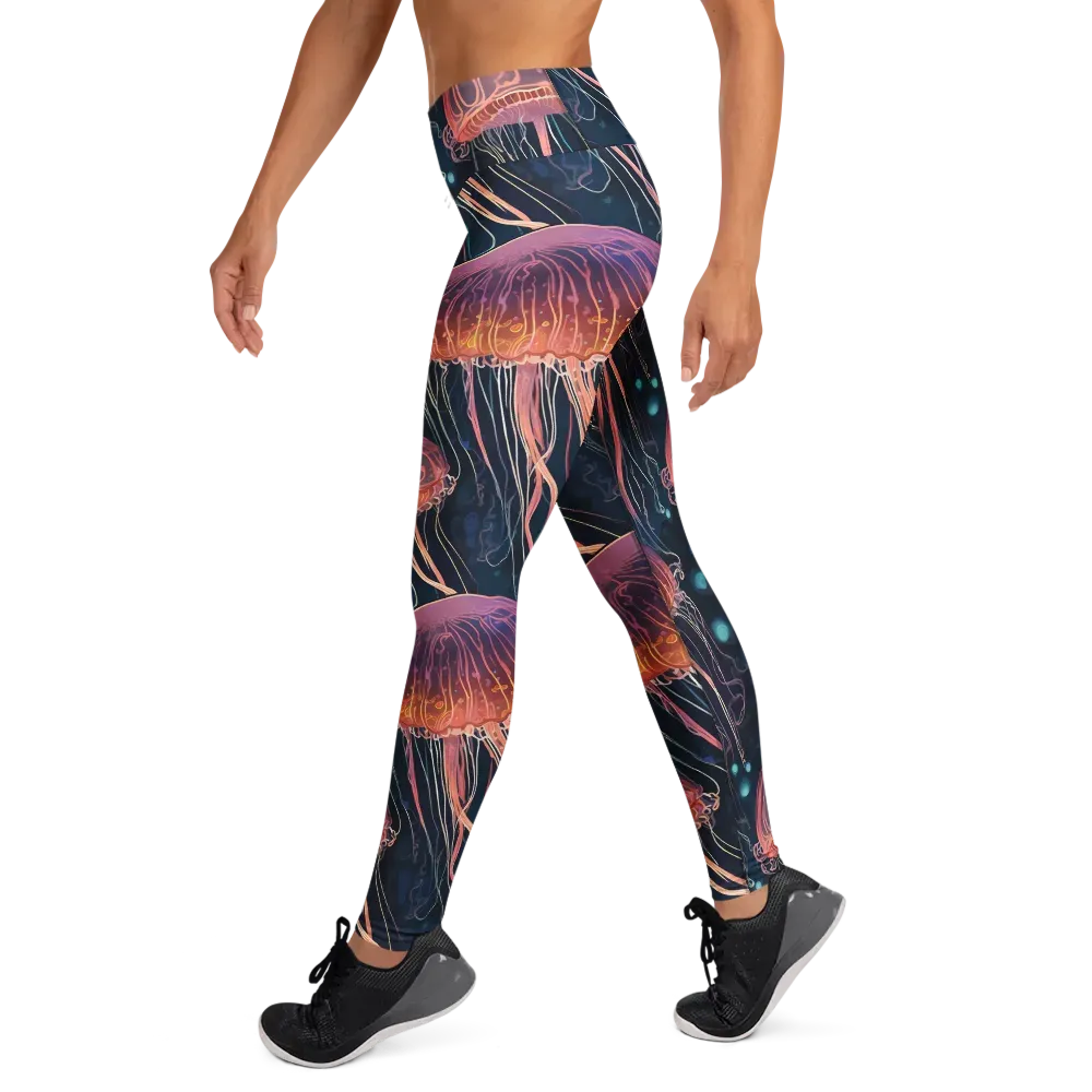 Jellyfish Nocturne on Yoga Leggings — Left