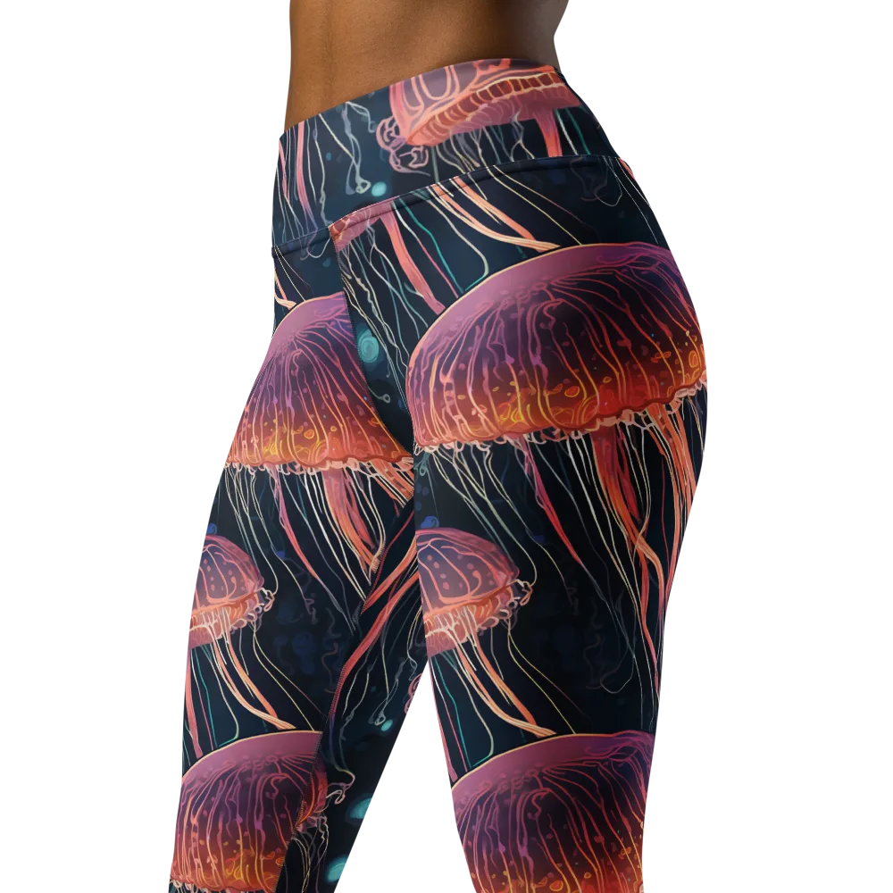 Jellyfish Nocturne on Yoga Leggings — Back waist