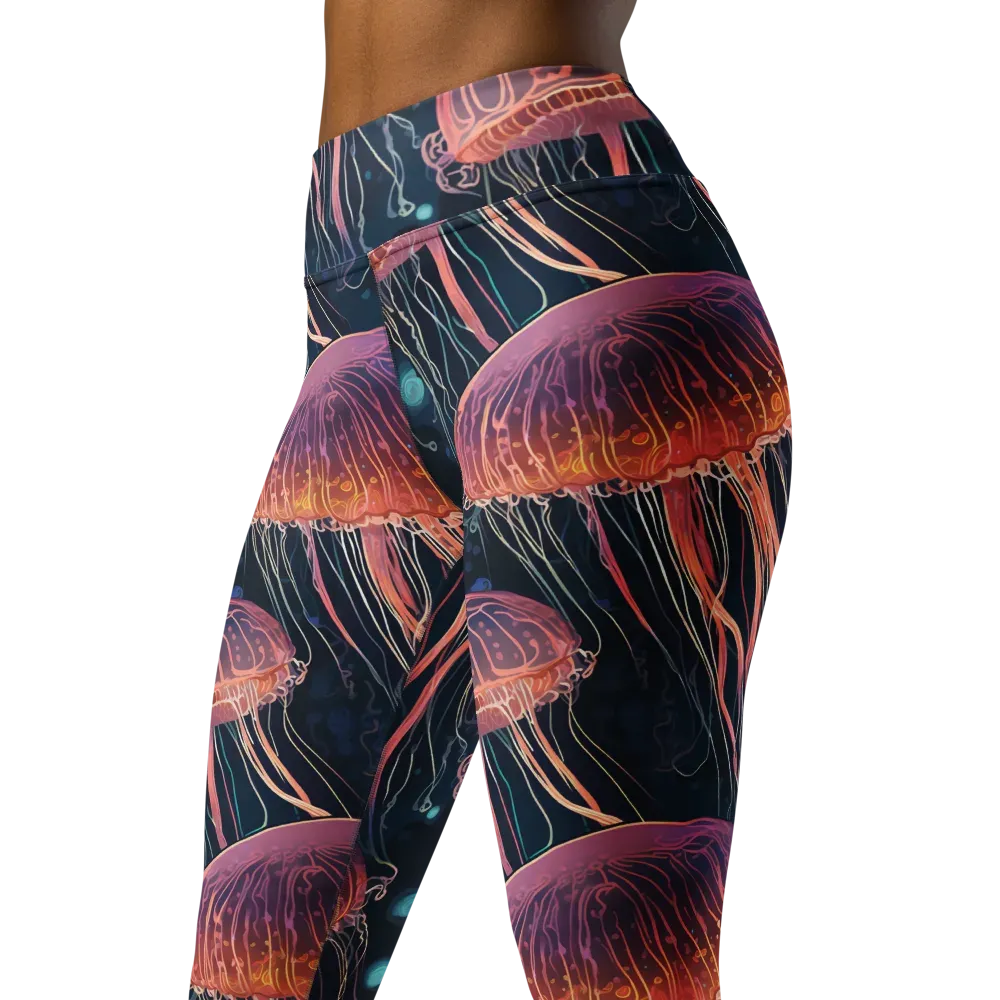 Jellyfish Nocturne on Yoga Leggings — Back waist