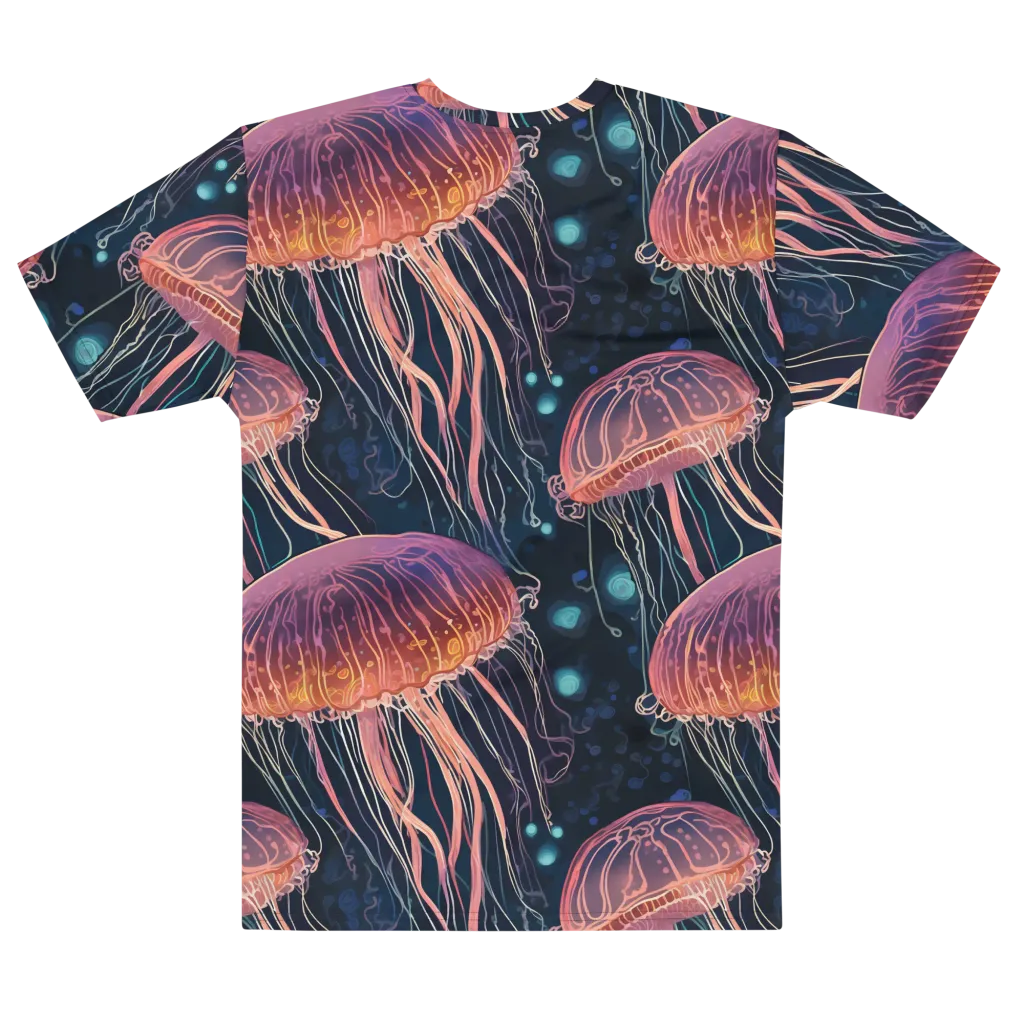 Jellyfish Nocturne on Men's Cotton Crew Neck T-Shirt — Front print