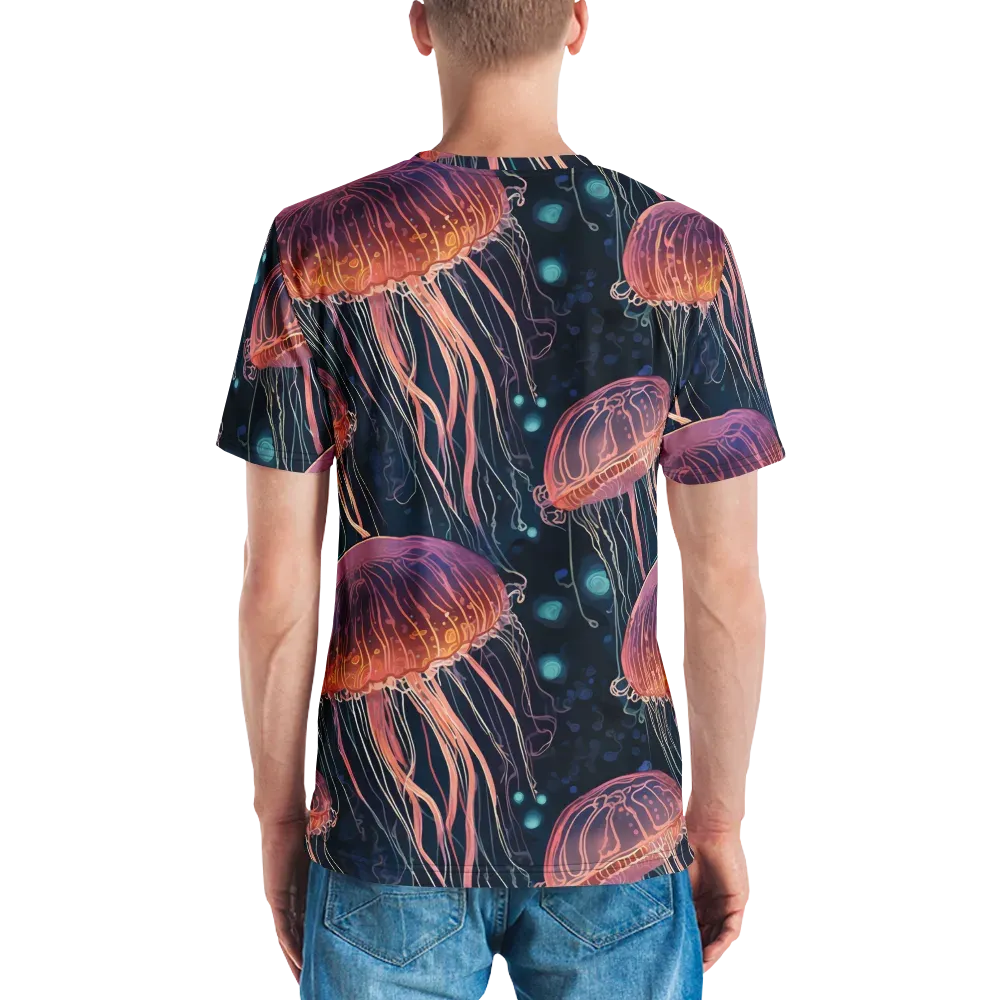 Jellyfish Nocturne on Men's Crew Neck T-Shirt — Back