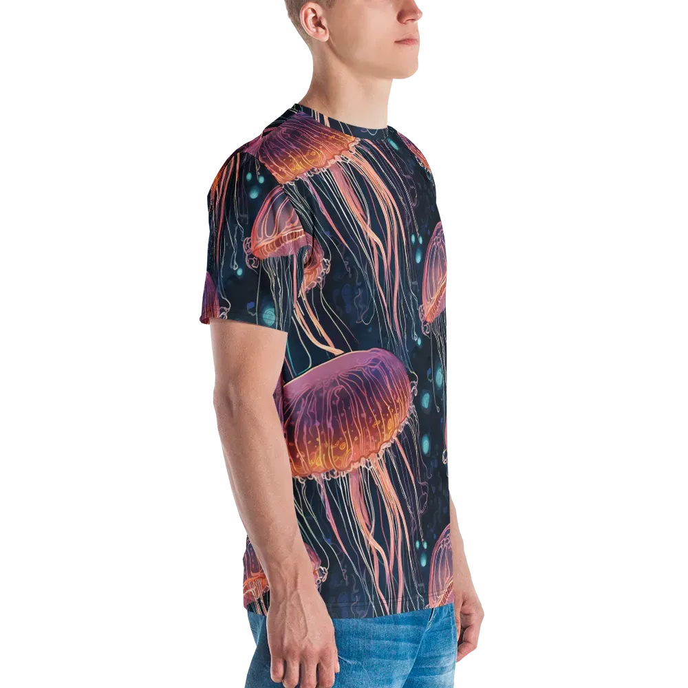Jellyfish Nocturne on Men's Crew Neck T-Shirt — Right