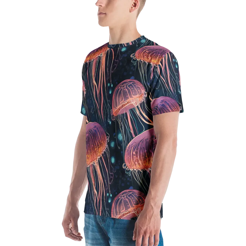 Jellyfish Nocturne on Men's Crew Neck T-Shirt — Left