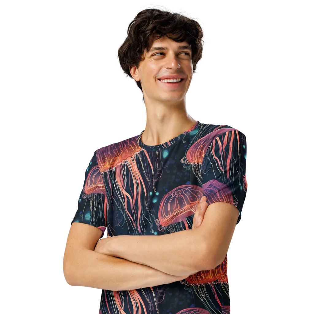 Jellyfish Nocturne on Men's Crew Neck T-Shirt — Front print