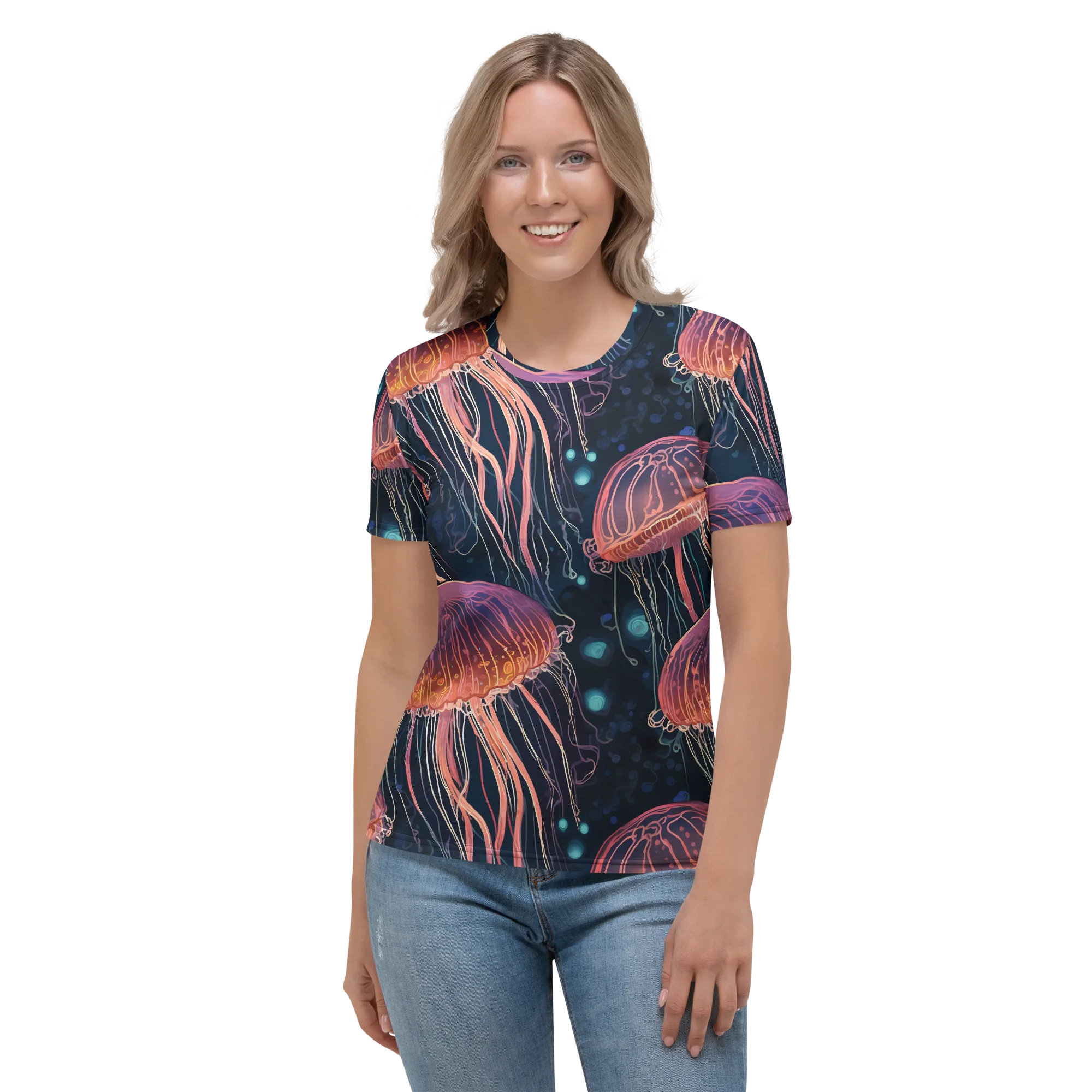 Jellyfish Nocturne on Women's Crew Neck T-Shirt — Front