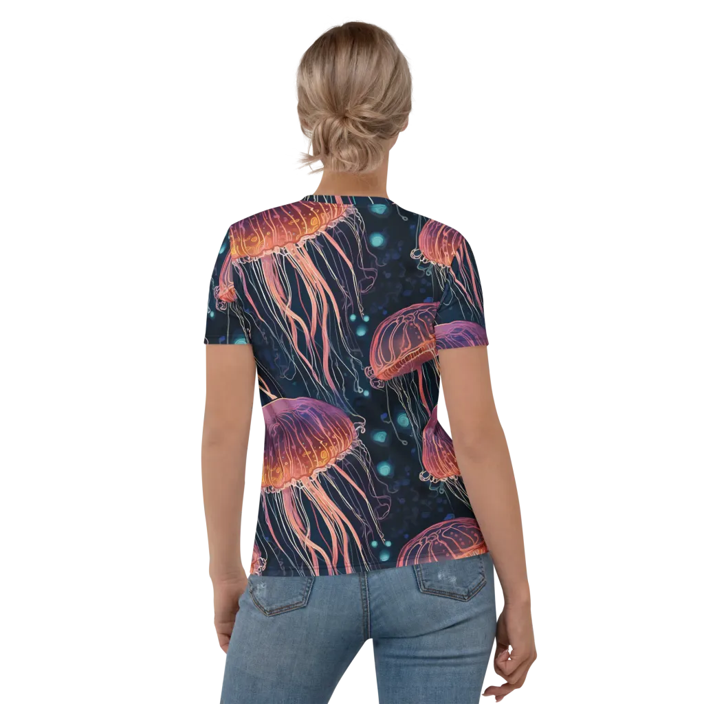 Jellyfish Nocturne on Women's Crew Neck T-Shirt — Back
