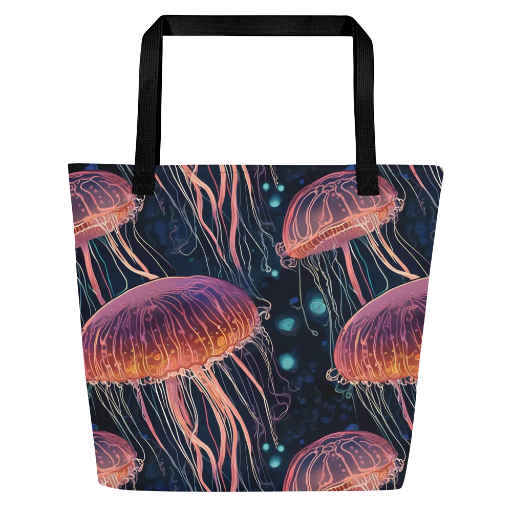 Jellyfish Nocturne on Large Tote Bag W/ Pocket — Front