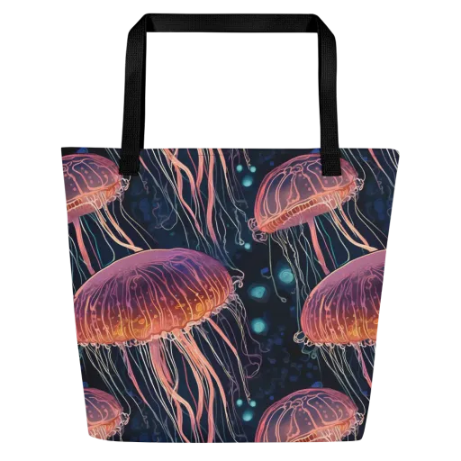 Jellyfish Nocturne on a Large Tote Bag W/ Pocket