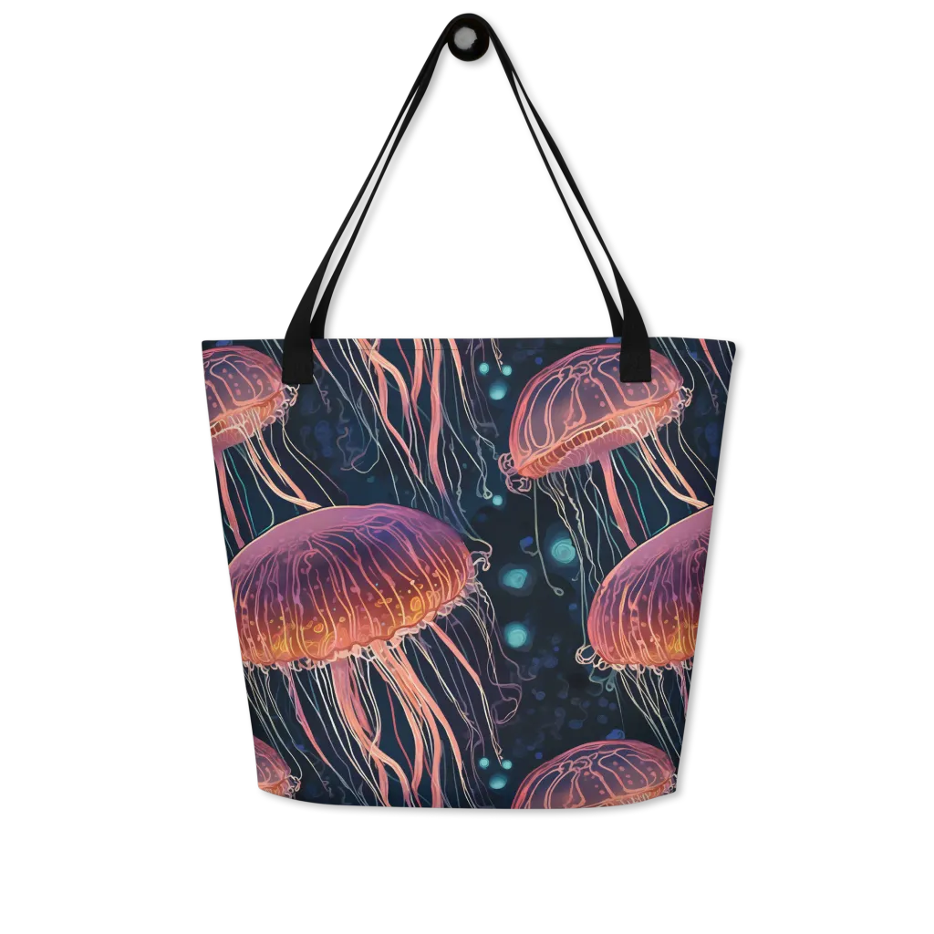 Jellyfish Nocturne on Large Tote Bag W/ Pocket — Print file