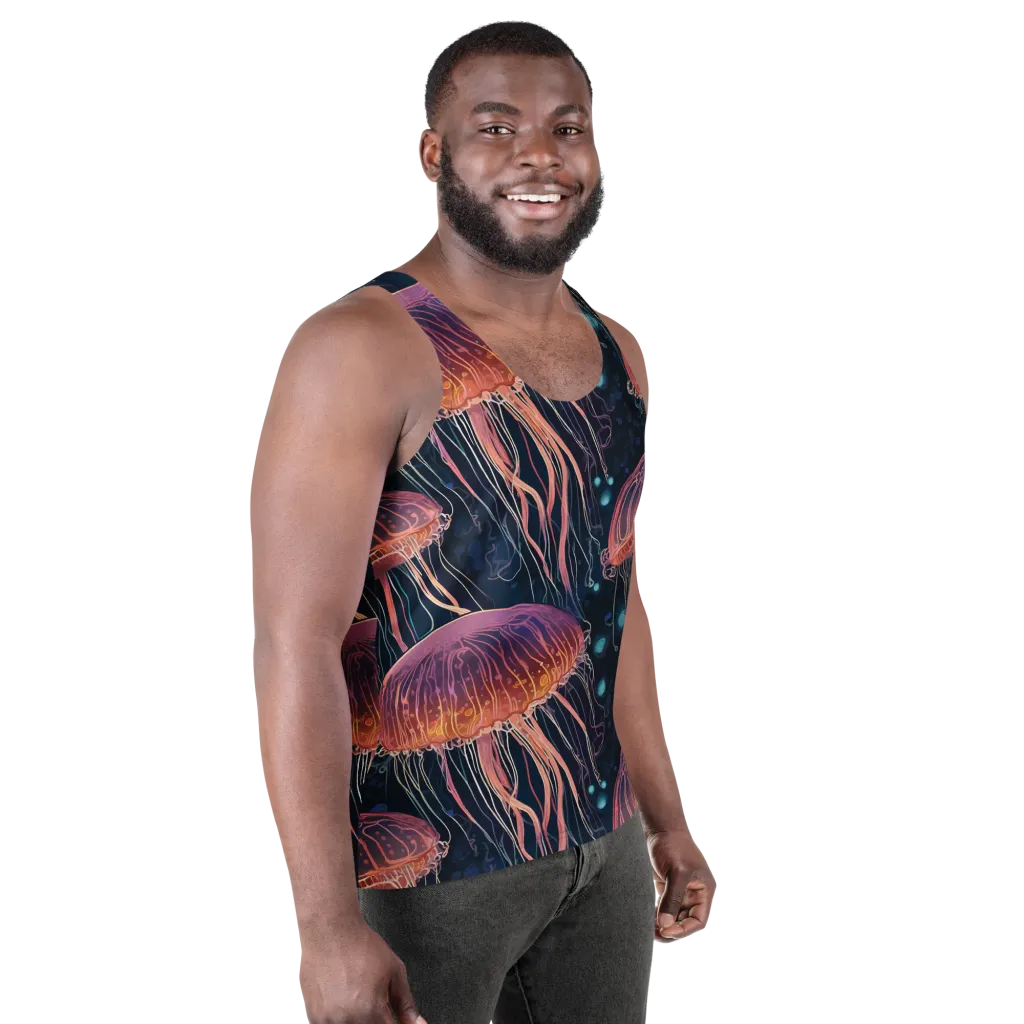 Jellyfish Nocturne on Men's Tank Top — Right Front
