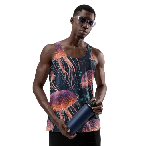 Jellyfish Nocturne on a Men's Tank Top