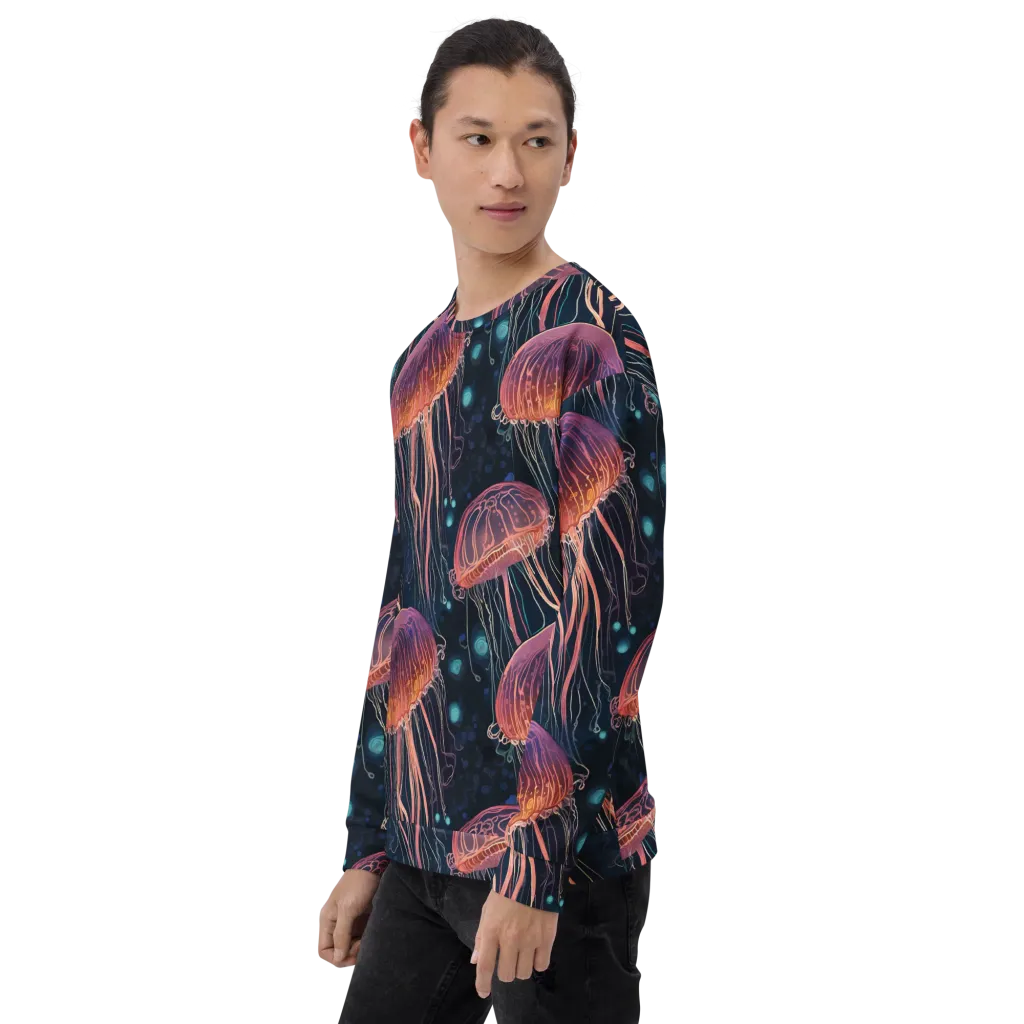 Jellyfish Nocturne on Sweatshirt — Left sleeve