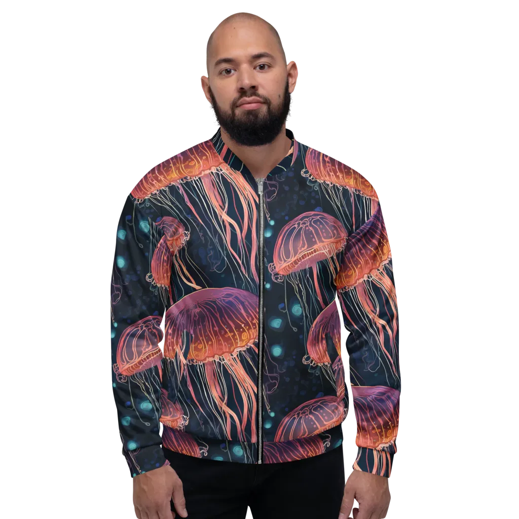 Jellyfish Nocturne on Bomber Jacket — Front