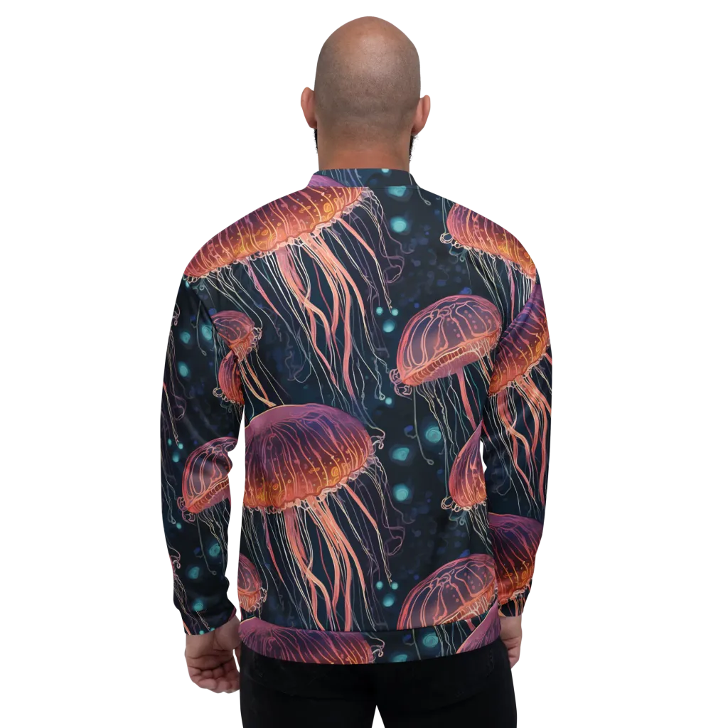 Jellyfish Nocturne on Bomber Jacket — Back