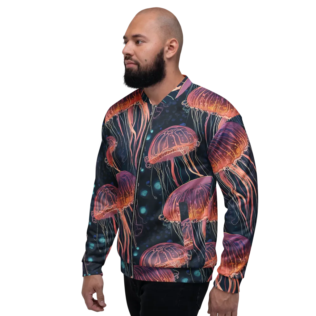 Jellyfish Nocturne on Bomber Jacket — Left