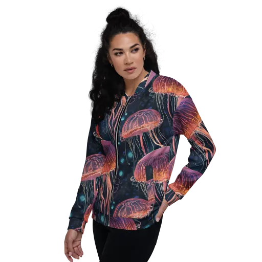 Jellyfish Nocturne on a Bomber Jacket