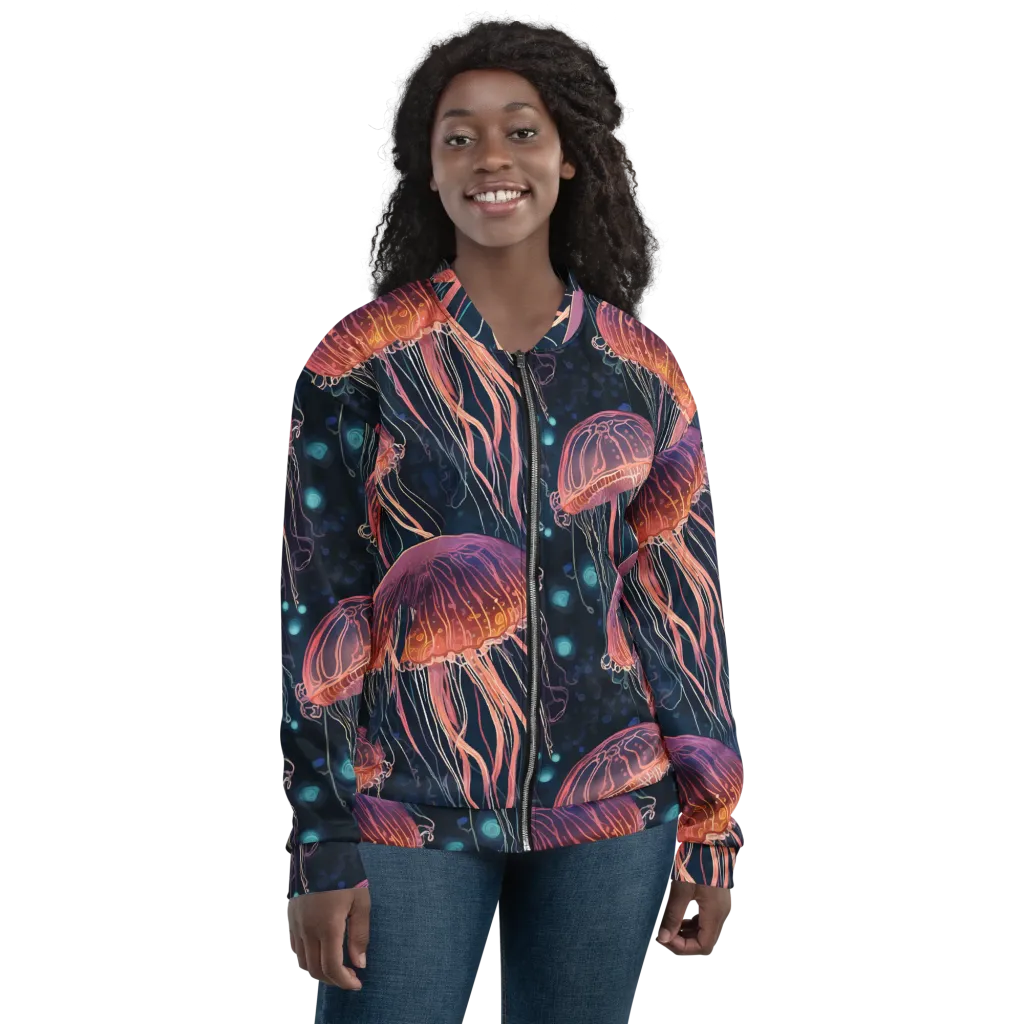 Jellyfish Nocturne on Bomber Jacket — Front print