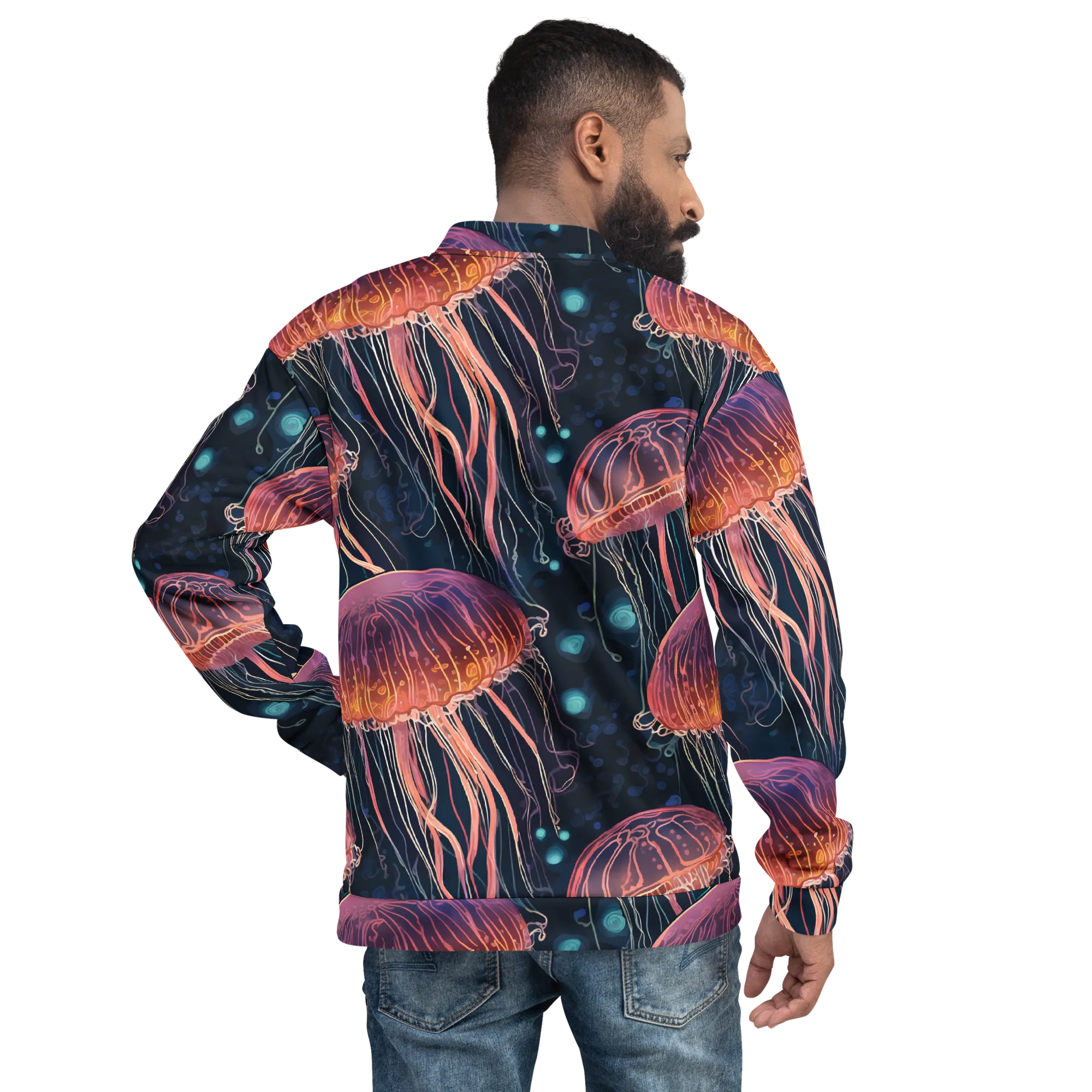 Jellyfish Nocturne on Bomber Jacket — Back print