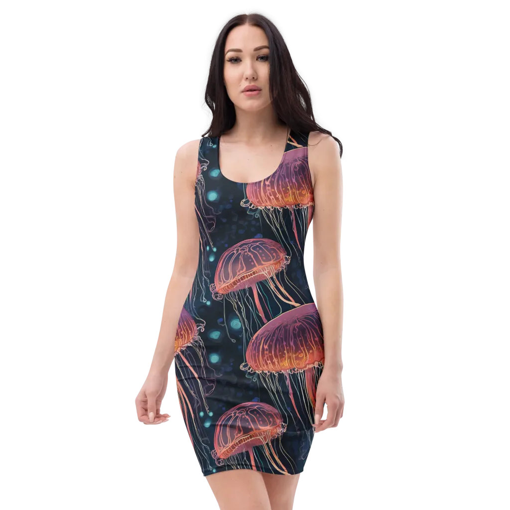 Jellyfish Nocturne on Bodycon Dress — Front