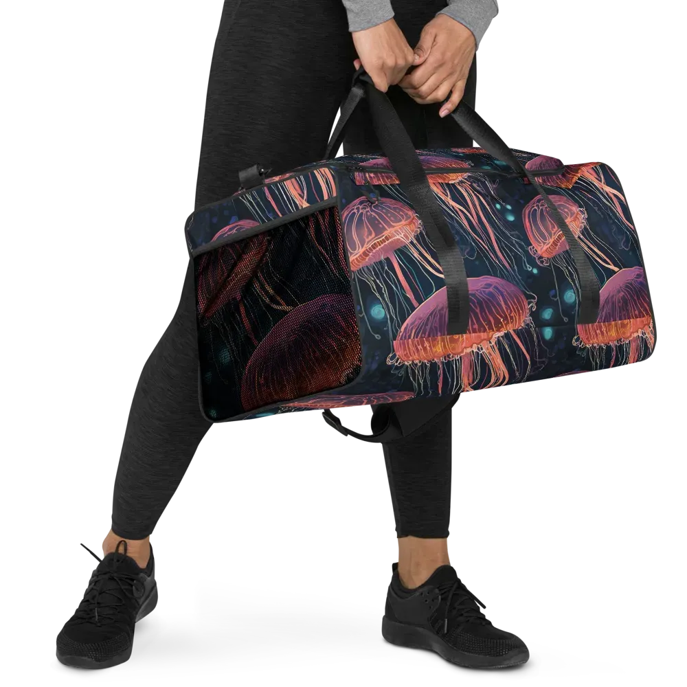Jellyfish Nocturne on Duffle Bag — Right Front