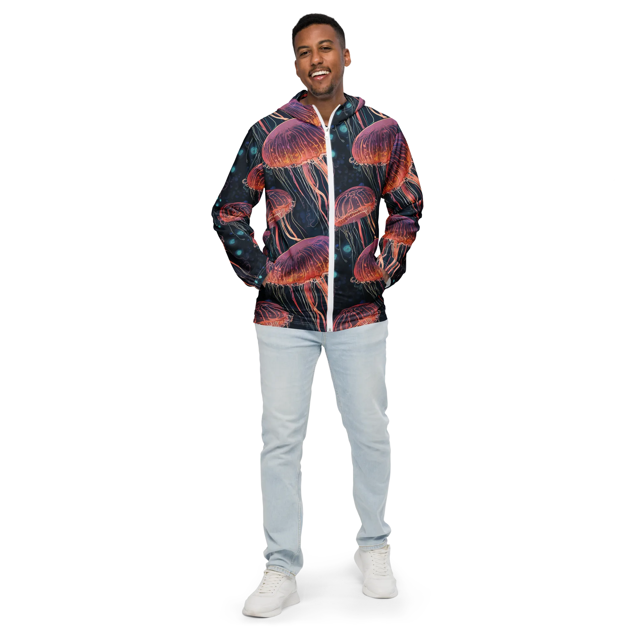 Jellyfish Nocturne on Men's Windbreaker — Front