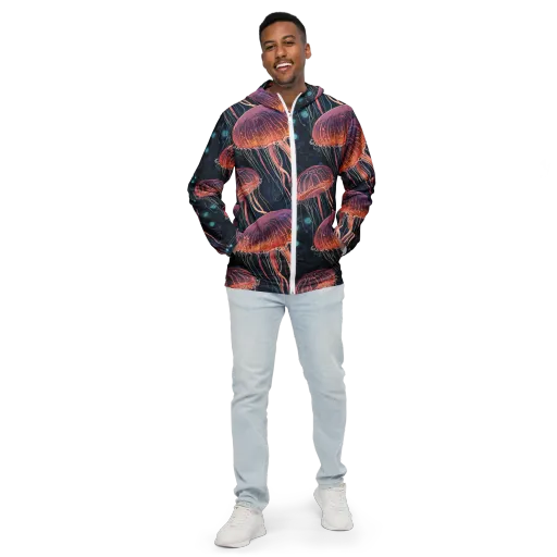 Jellyfish Nocturne on a Men's Windbreaker
