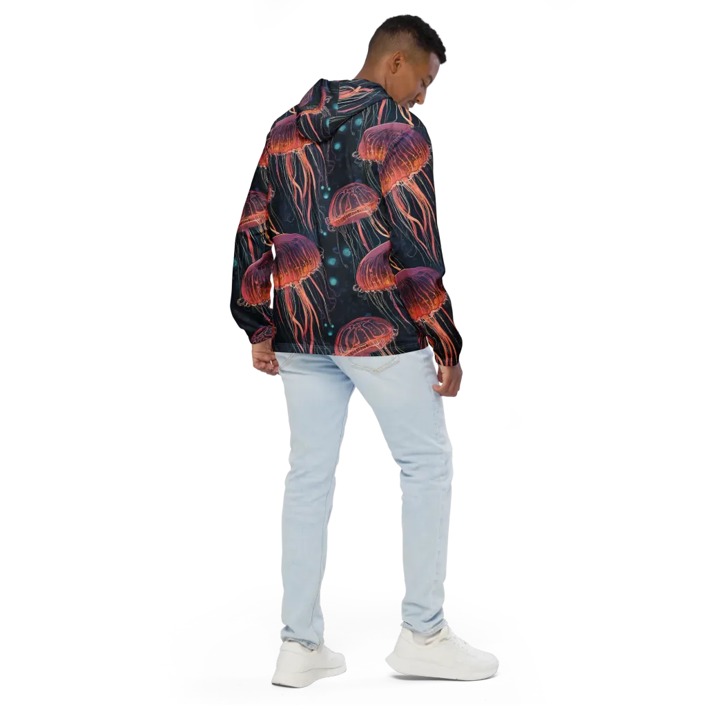 Jellyfish Nocturne on Men's Windbreaker — Back
