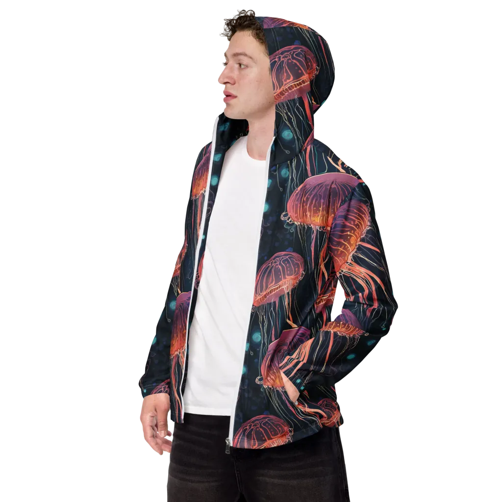 Jellyfish Nocturne on Men's Windbreaker — Left Front