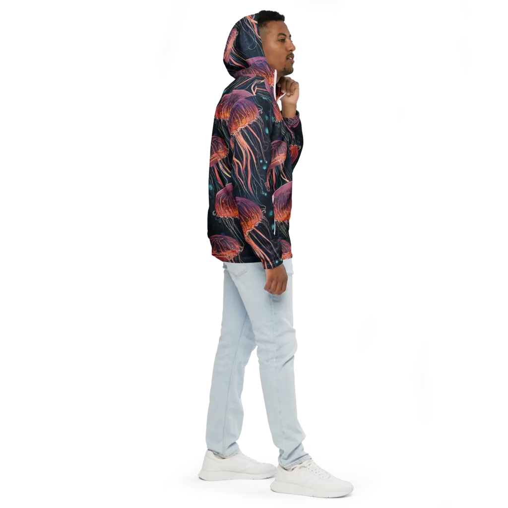 Jellyfish Nocturne on Men's Windbreaker — Right