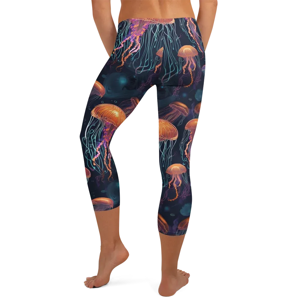 Jellyfish Reverie on Capri Leggings — Back