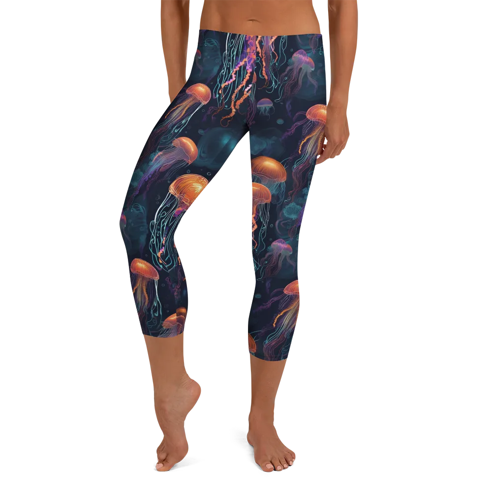 Jellyfish Reverie on Capri Leggings — Front