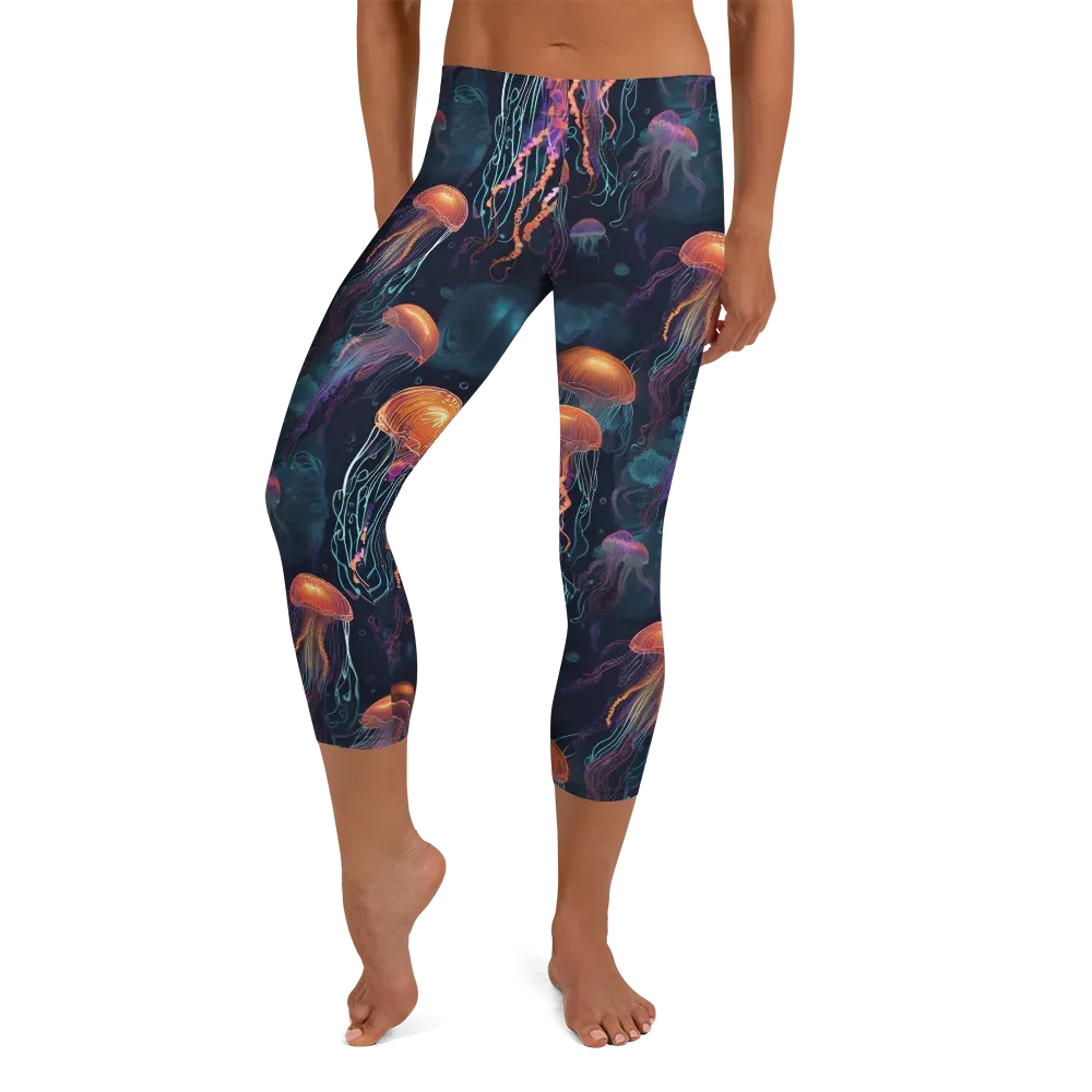 Jellyfish Reverie on Capri Leggings — Front