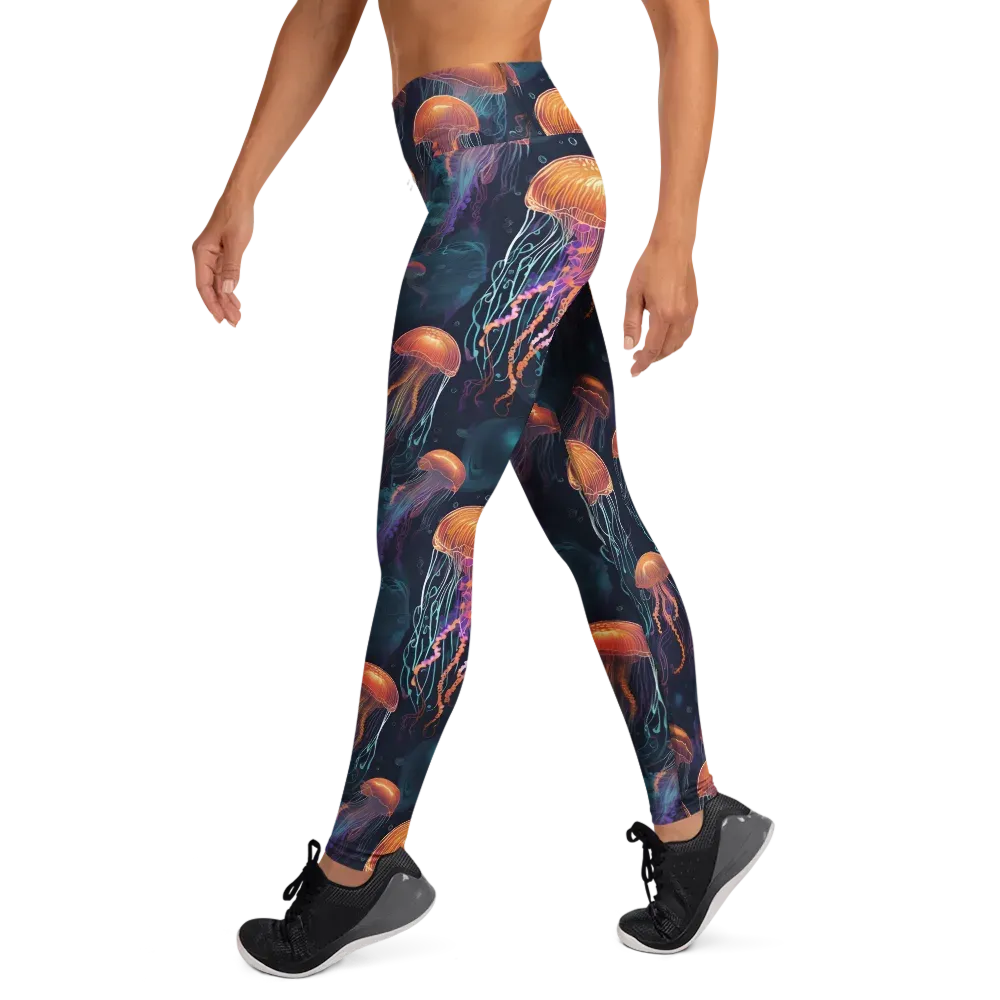Jellyfish Reverie on Yoga Leggings — Left
