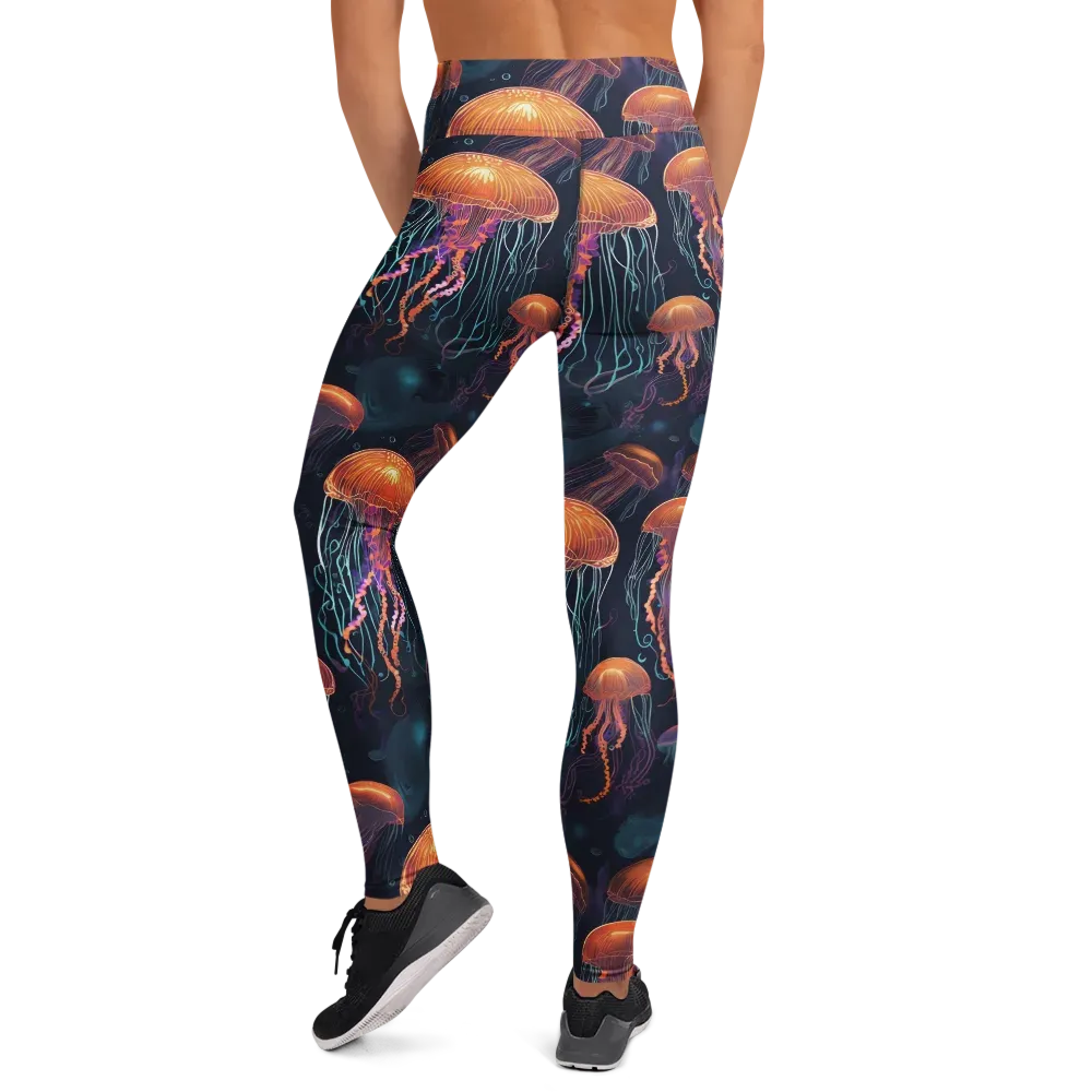 Jellyfish Reverie on Yoga Leggings — Back