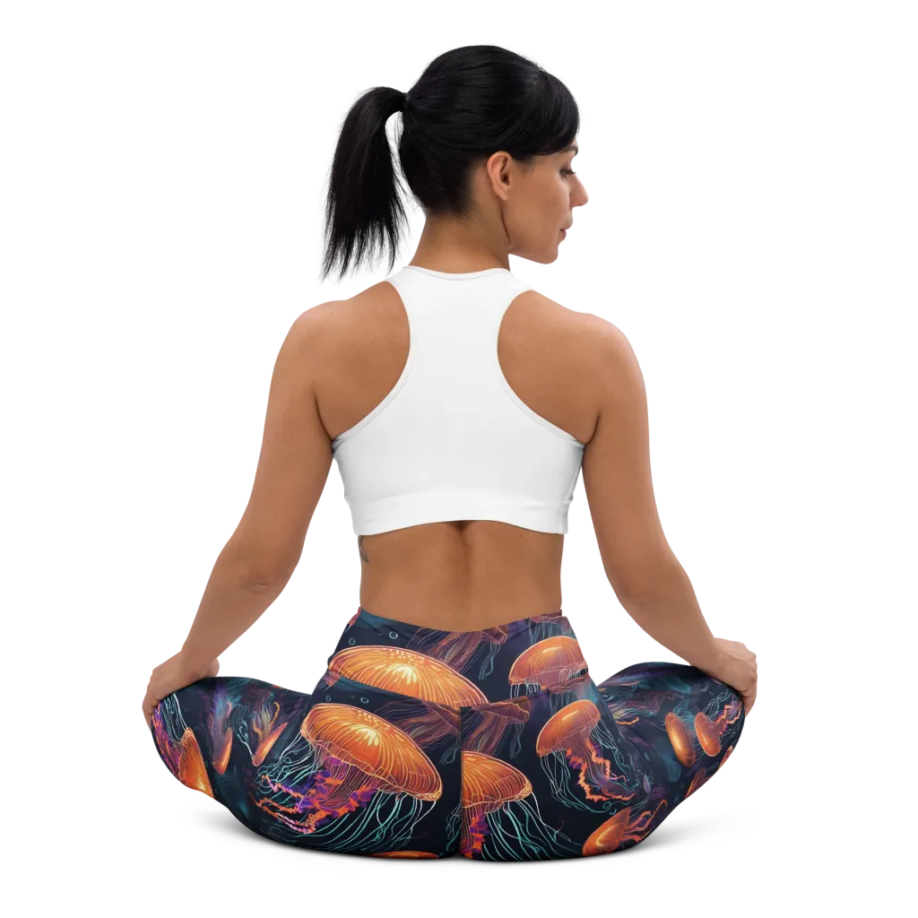 Jellyfish Reverie on Yoga Leggings — Back waist