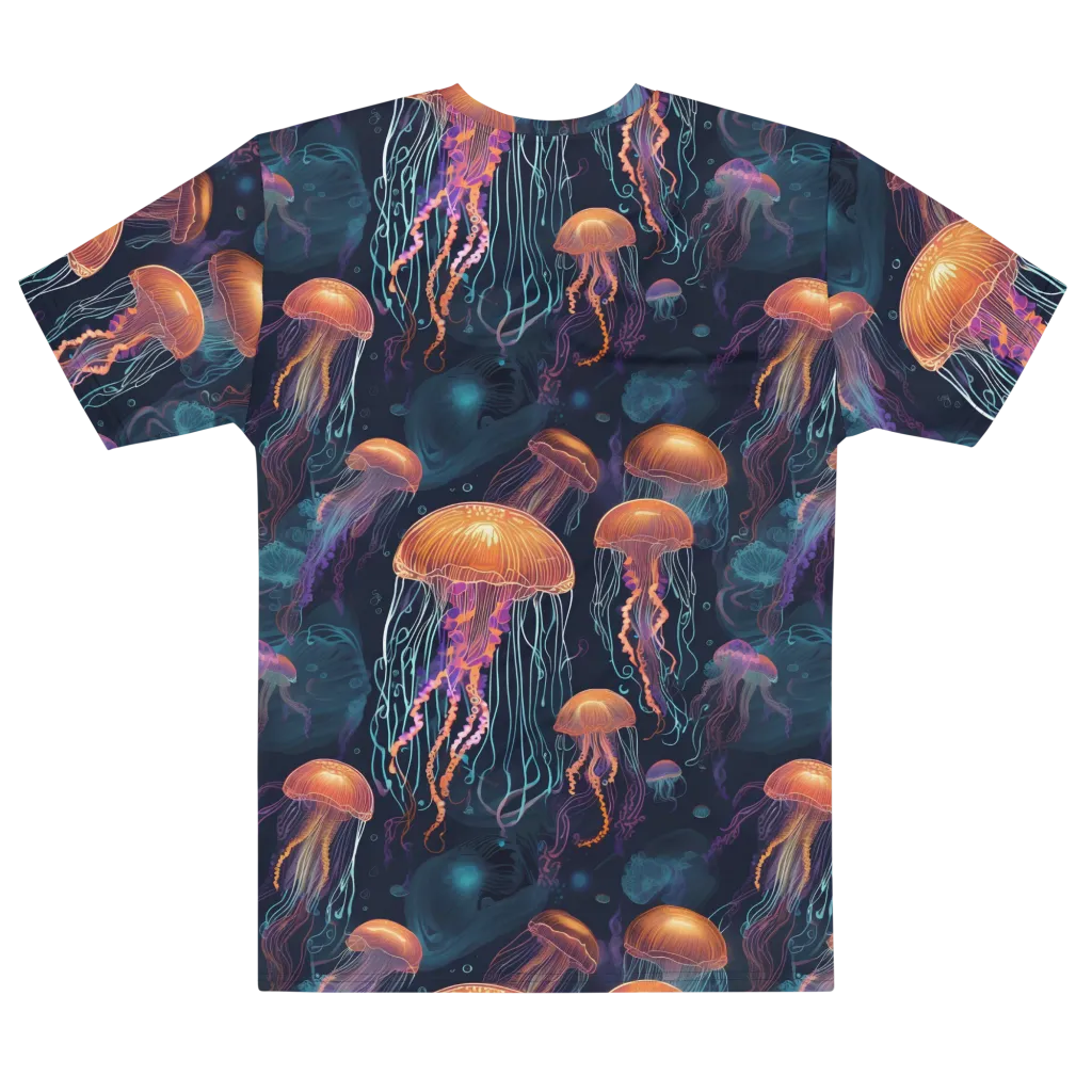 Jellyfish Reverie on Men's Cotton Crew Neck T-Shirt — Front print