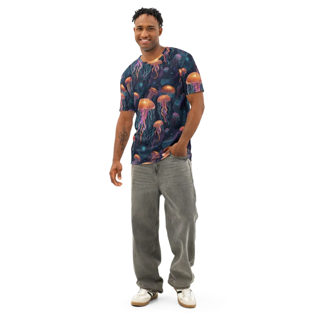 Jellyfish Reverie on Men's Cotton Crew Neck T-Shirt — Front