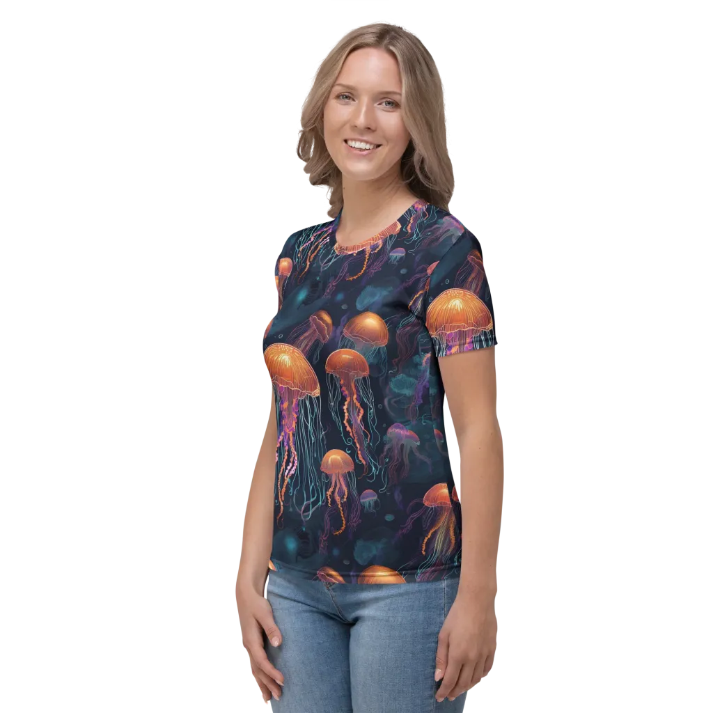Jellyfish Reverie on Women's Crew Neck T-Shirt — Left