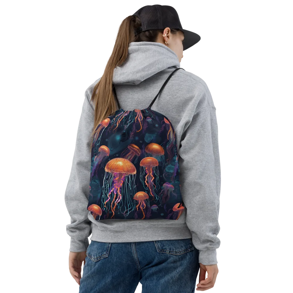 Jellyfish Reverie on Drawstring Bag — Front