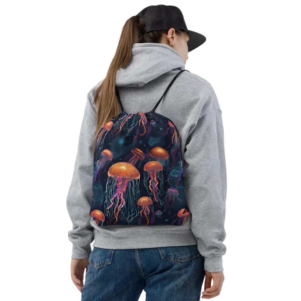 Jellyfish Reverie on Drawstring Bag — Front