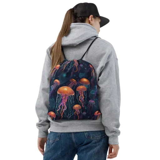 Jellyfish Reverie on a Drawstring Bag
